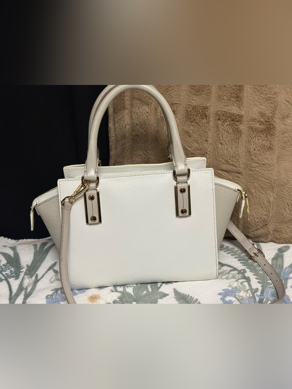 BOSS Hugo Boss Grained Leather Colorblock "Winged" Satchel Crossbody - Picture 4 of 8